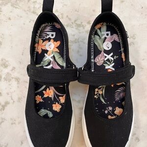Roxy Black Canvas Mary Jane Flats